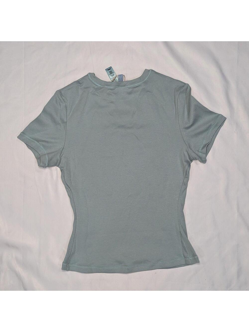 SKIMS Cotton Jersey T-Shirt Mineral Blue Women's M NWT Stretch Crew Neck Kim K - Picture 4 of 5